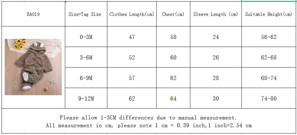 Baby & Toddler Long Sleeve Romper – Cartoon Style Playsuit Jumpsuit for Boys and Girls, Autumn/Winter