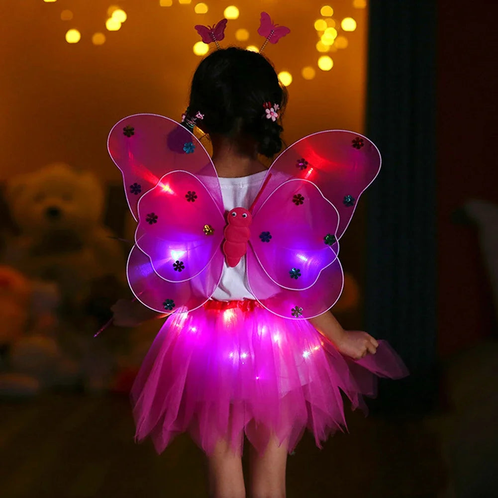 LED Glowing Butterfly Wings Costume Set for Girls