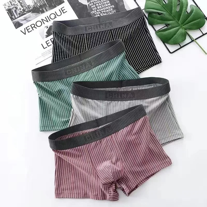 4-Pack Men's Cotton Boxer Shorts with Print Design