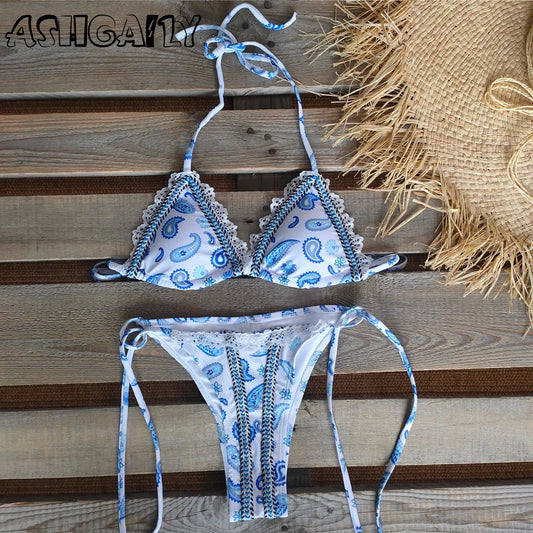 Women's Two-Piece Bikini Set – Halter Neck Swimwear, Beachwear