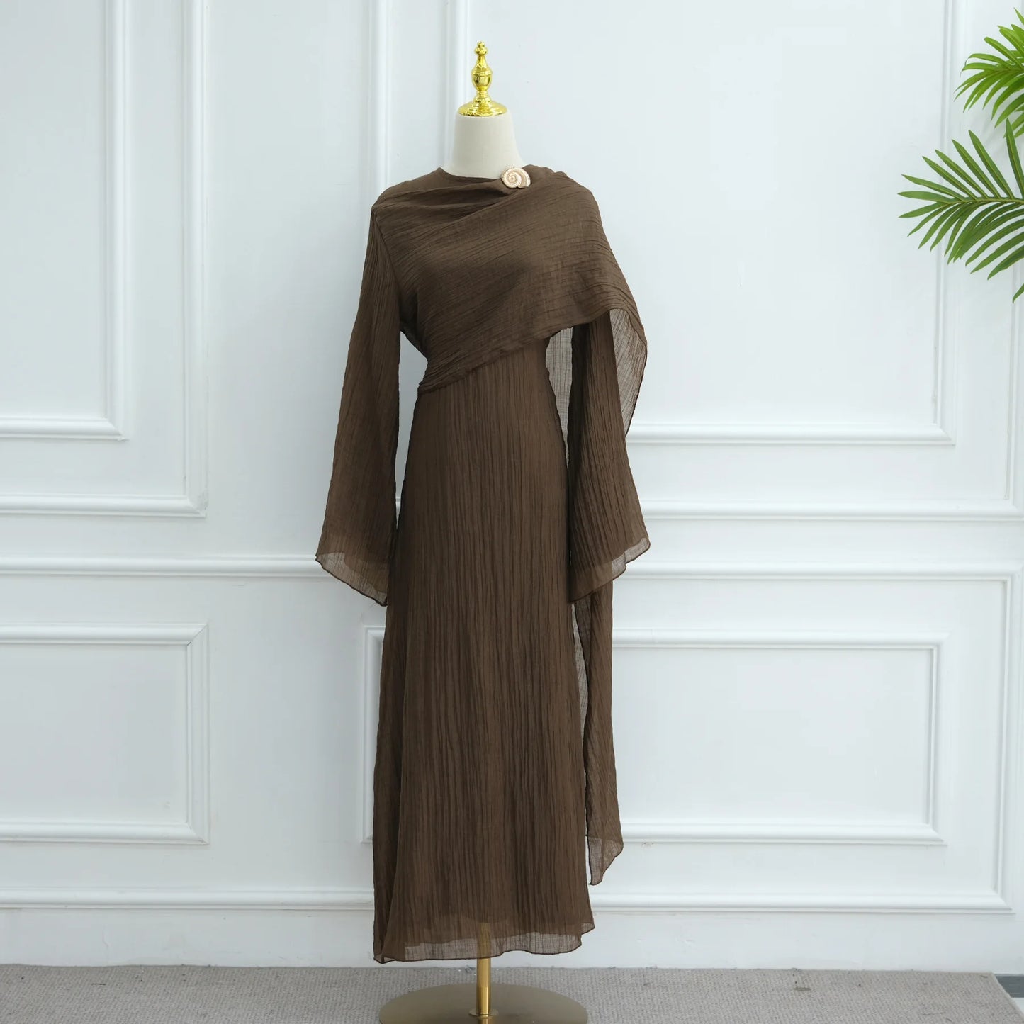 Women’s Two-Piece Modest Cardigan Set – Elegant Middle East Islamic Abaya Dress for Ramadan & Eid