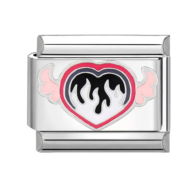 Italian Charm Links – Heart, Flower, Cat & Cherry Designs – Fits 9mm Stainless Steel Bracelets – DIY Jewelry Making Gift for Women