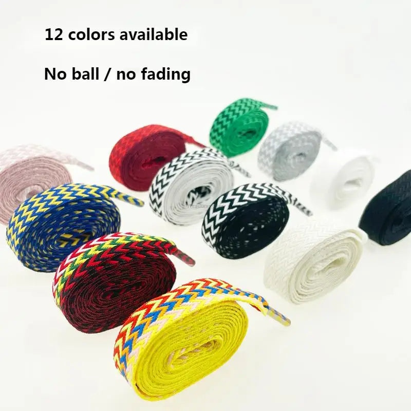Flat Wavy Shoelaces for Sneakers – Trendy Wide Replacement Shoe Laces for Casual, Sport & Streetwear Shoes (1.5cm / 2cm / 3cm Widths)