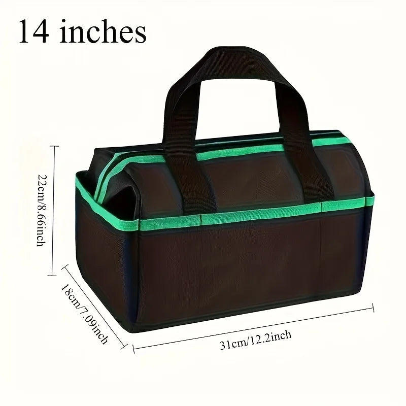 Heavy-Duty Tool Bag with Wide Mouth Opening, Compact Tool Organizer with Soft Handle, Zippered Electrician Storage Bag