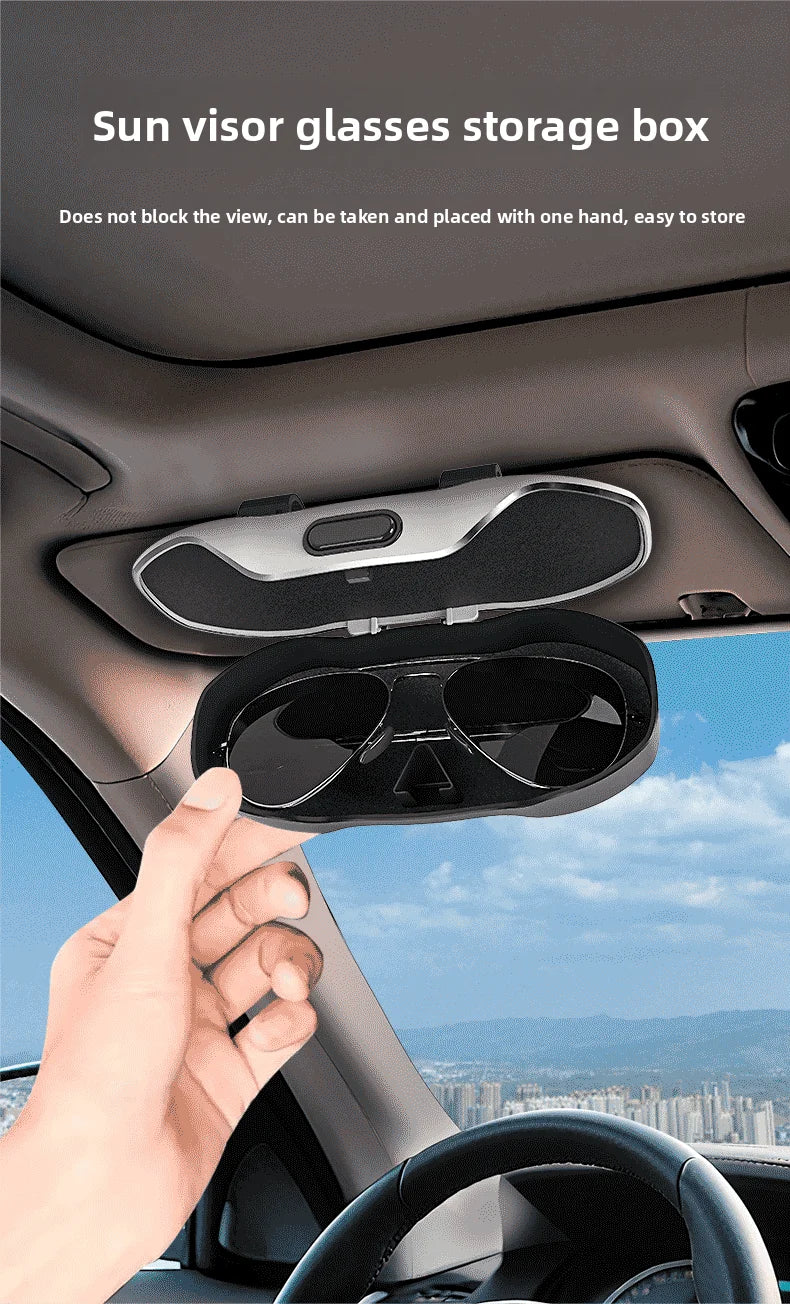 Portable Car Sunglasses Holder – Eyeglass Case & Sun Visor Clip for Driving