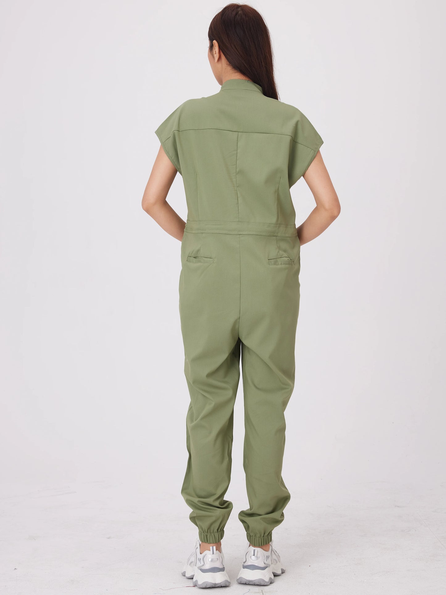 Women's Short Sleeve Medical Scrub Jumpsuit – Hospital Uniform with Pockets