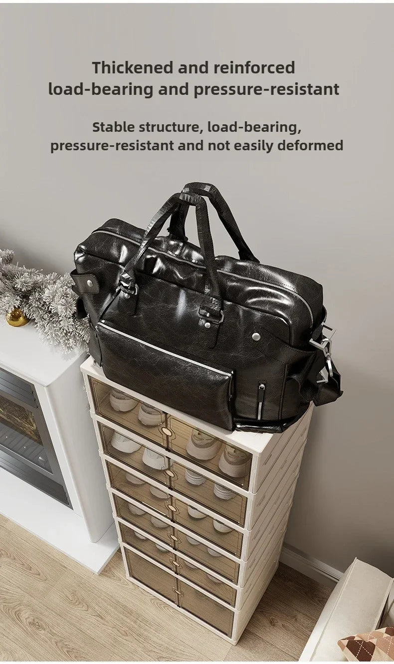 Foldable Shoe Storage Cabinet with Transparent Doors