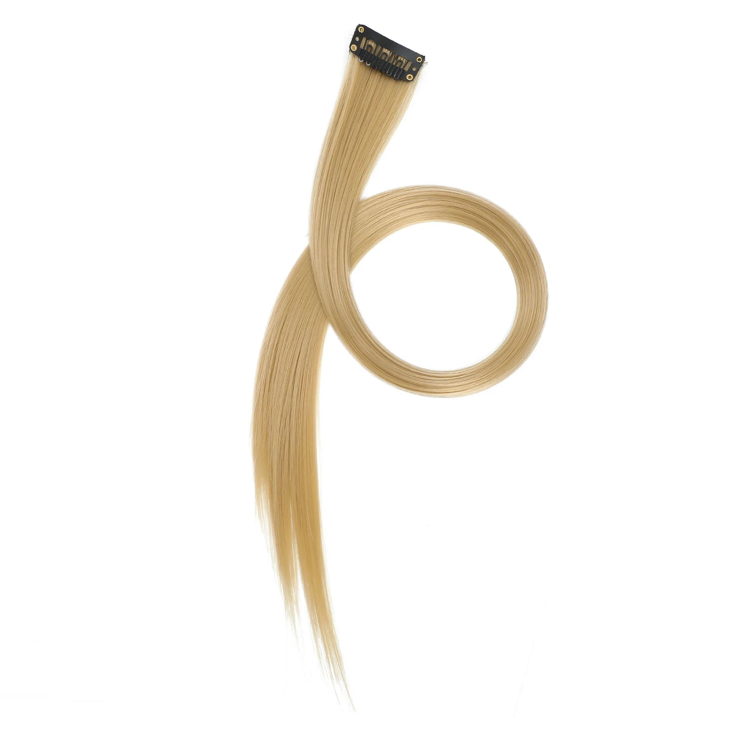 22-Inch Straight Clip-In Synthetic Hair Extensions – Colorful Highlight Hairpiece