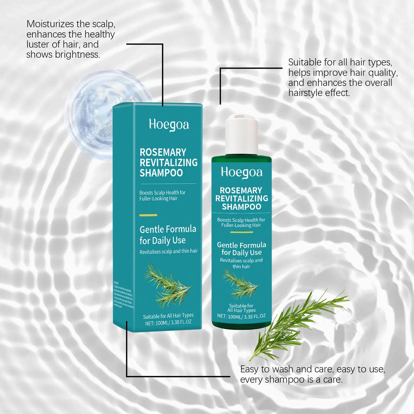 Rosemary Hair Care Set – Shampoo, Conditioner & Serum for Nourishing, Strengthening Hair and Smoothing Dry, Frizzy Hair