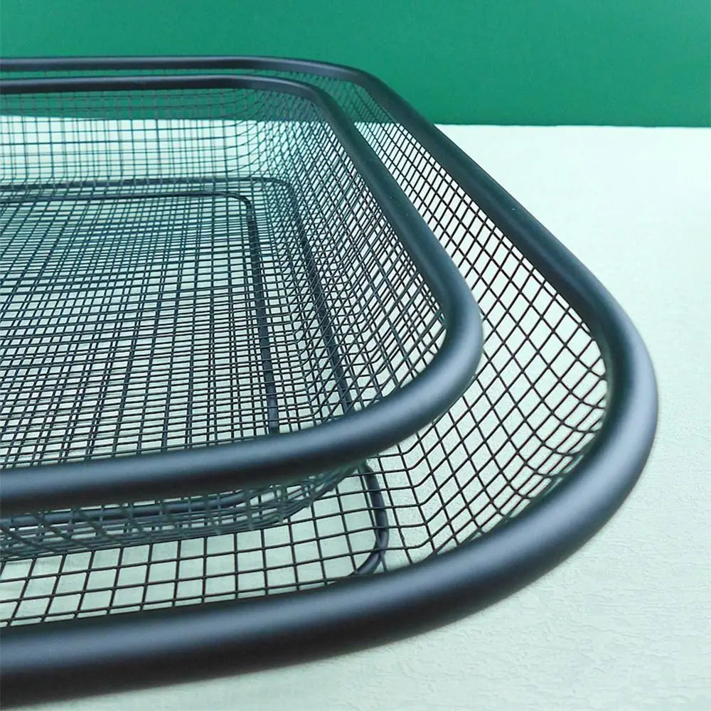 Stainless Steel Square Mesh Drain Basket Drain Basket 3 Size Vegetable Washing Basin Hollow Out Space-saving