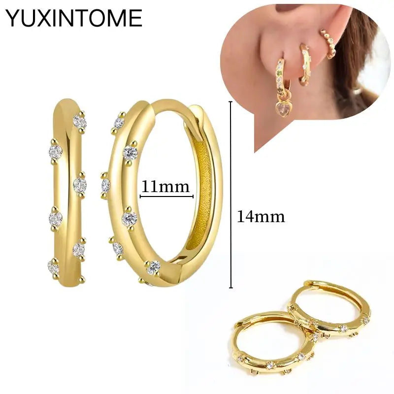 925 Sterling Silver Multi-Turn Hoop Earrings with White Zircon, Fashion Punk Jewelry for Women