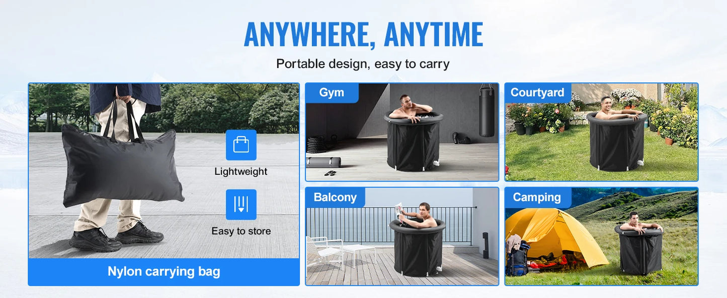 Portable Ice Bath Tub for Cold Water Therapy – Inflatable Plunge Pool for Athletes, Outdoor Ice Barrel Recovery Tub