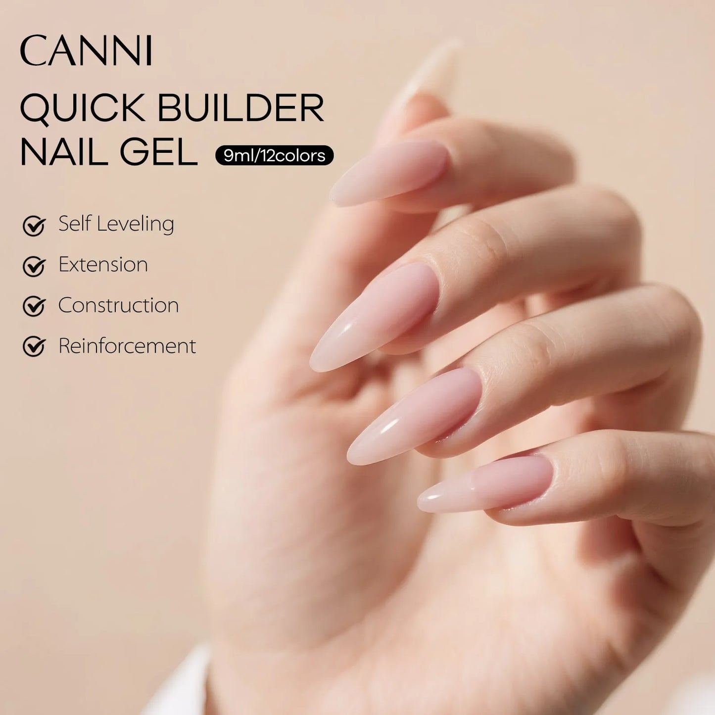 HEMA/TPO-Free Builder Gel – Self-Leveling UV Gel in Bottle, Semi-Permanent Nail Extension & Rubber Base Gel