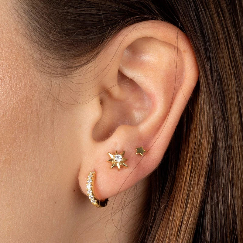 925 Sterling Silver Multi-Turn Hoop Earrings with White Zircon, Fashion Punk Jewelry for Women