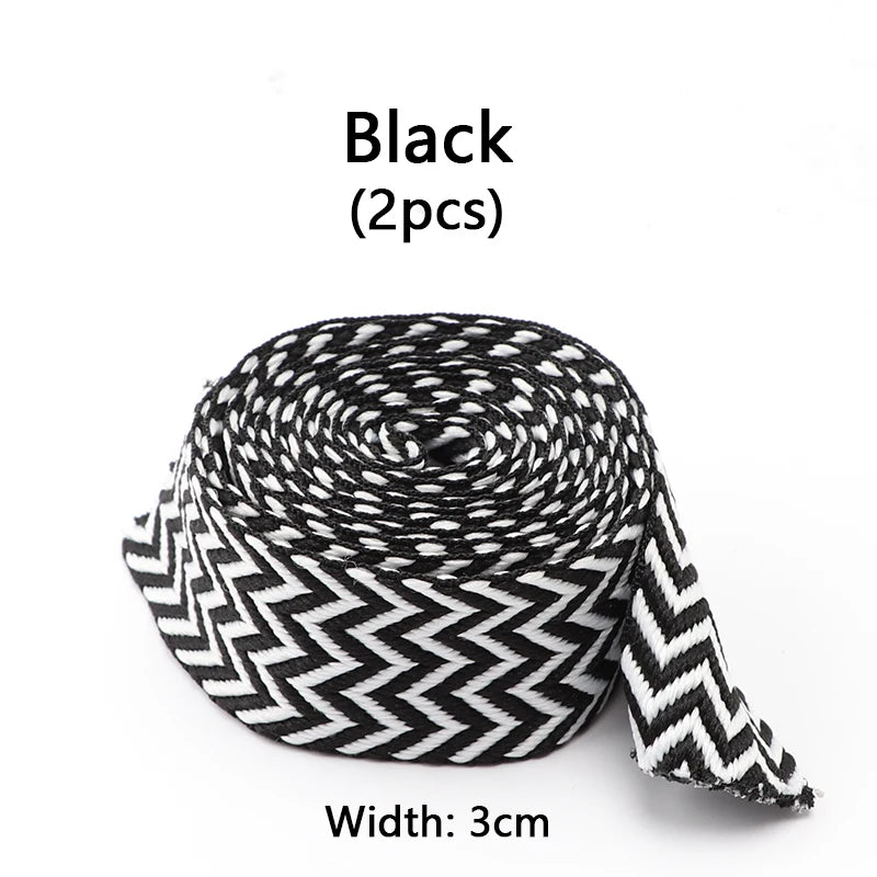 Flat Wavy Shoelaces for Sneakers – Trendy Wide Replacement Shoe Laces for Casual, Sport & Streetwear Shoes (1.5cm / 2cm / 3cm Widths)