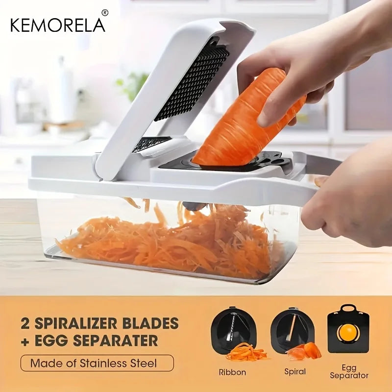 KEMORELA 15-in-1 and 22-in-1 Manual Vegetable Chopper, Dicer, Slicer and Grater with Collection Container