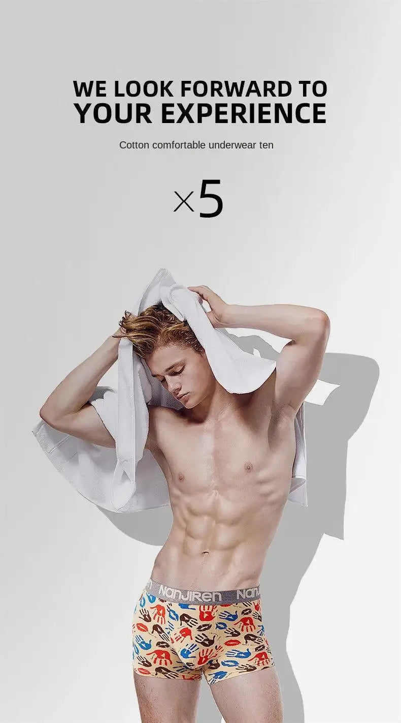 4-Pack Men's Cotton Boxer Shorts with Print Design