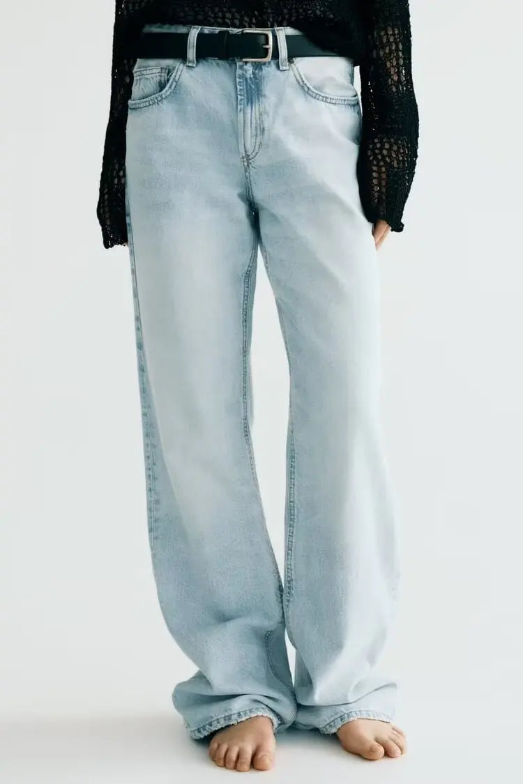 Women’s High-Waist Straight-Leg Jeans – Classic Long Denim Pants, Casual Autumn/Winter Style
