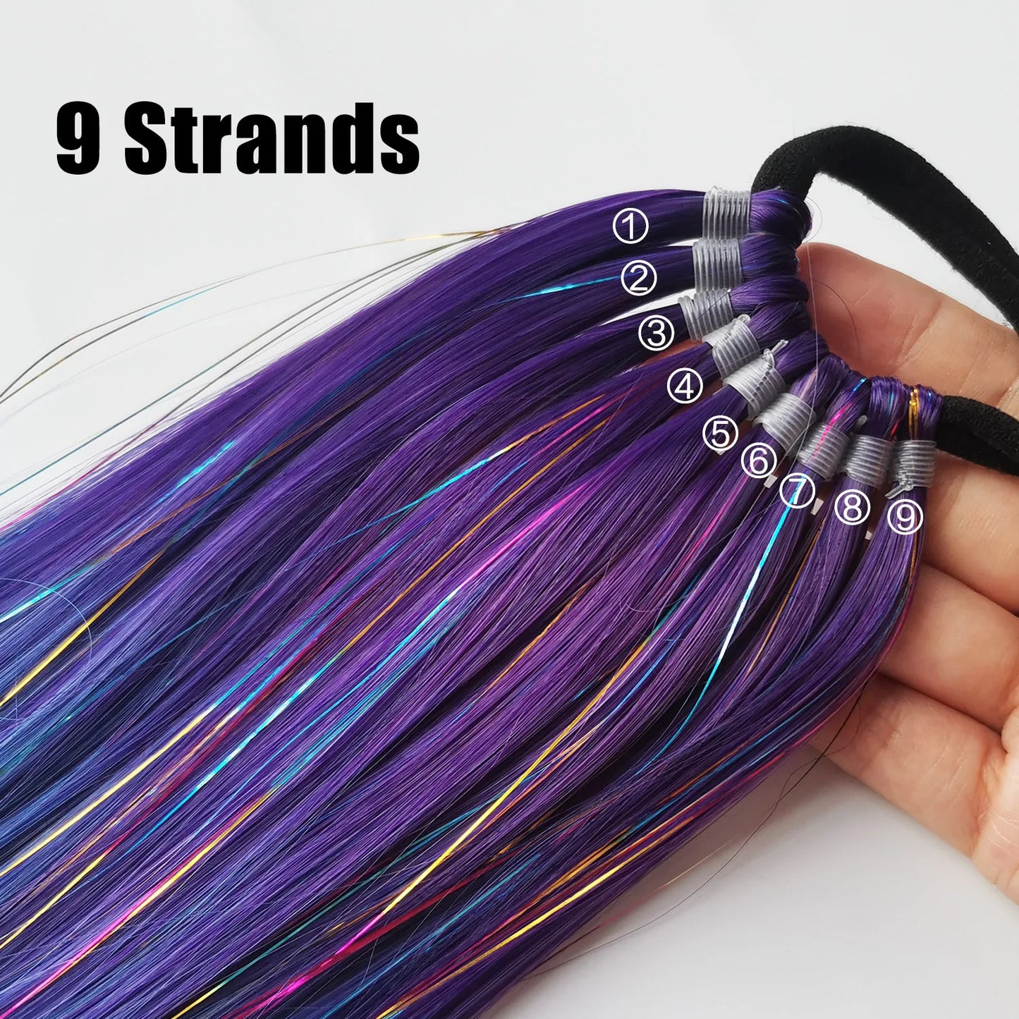 Glitter Tinsel Ponytail Hair Extension with Elastic Tie – Sparkly Braiding Hair Accessory for Kids & Girls