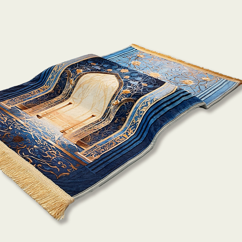 Islamic Prayer Rug 70×110cm Muslim Prayer Mat with Vintage Pattern and Tassels